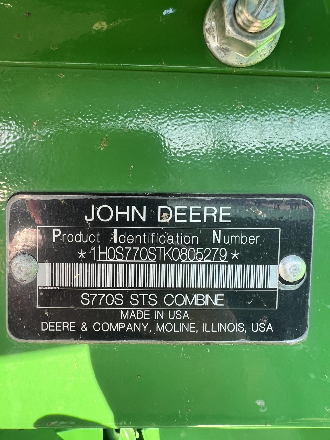 2019 John Deere S770 Image